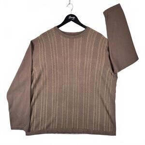 Cubavera‎ Brown Textured Long Sleeve Sweater for Men XXL Dadcore